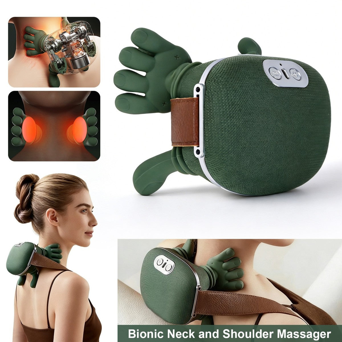 Portable, Bionic Heated Neck and Back Massager (جهاز تدليك محمول للرقبة والظهر بتقنية بايونك مع خاصية التسخين)